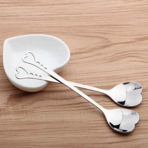 Stainless steel heart shaped coffee spoon